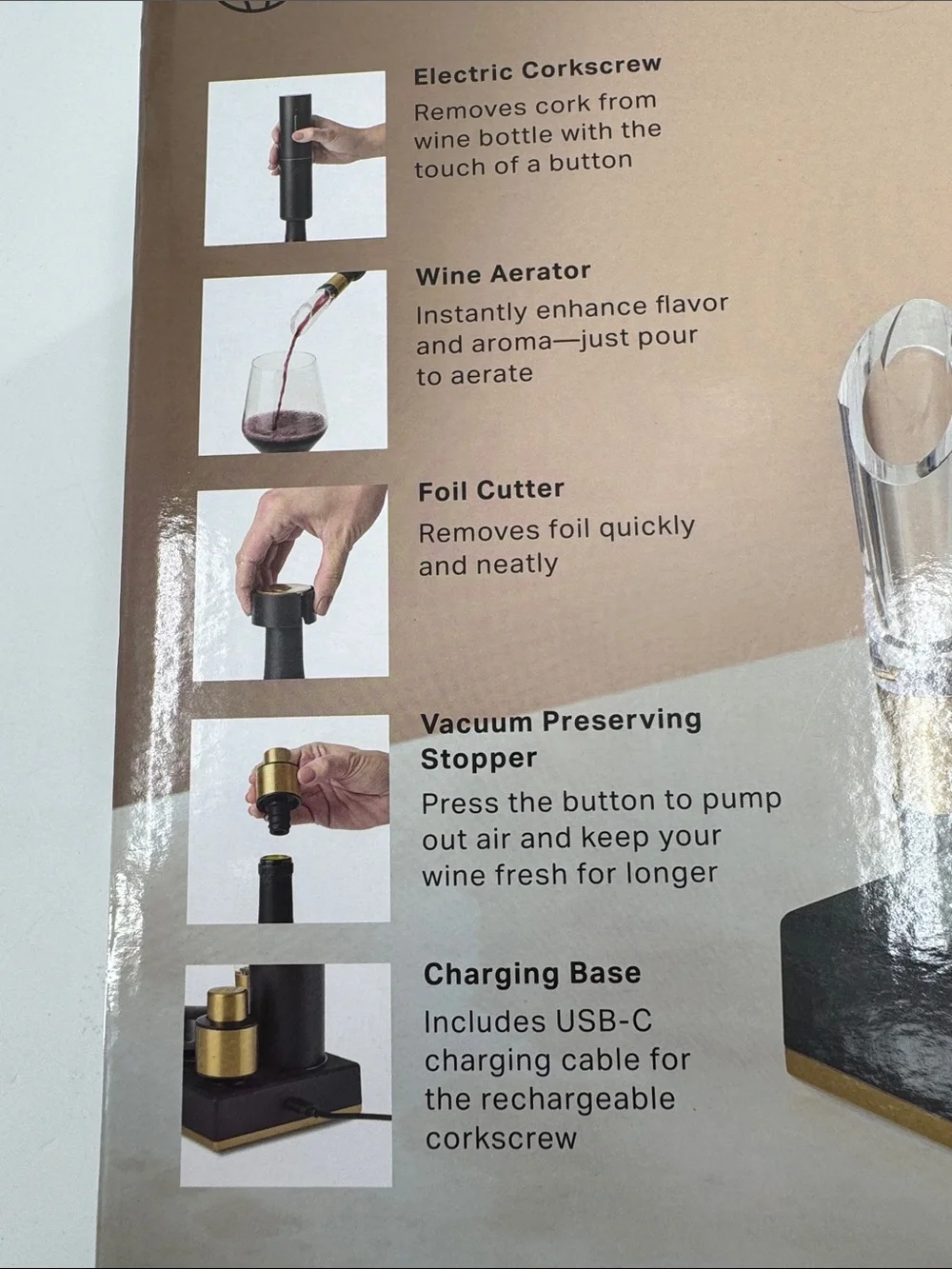 RBT 5-Piece Electric Wine Set — Black & Gold NEW in BOX